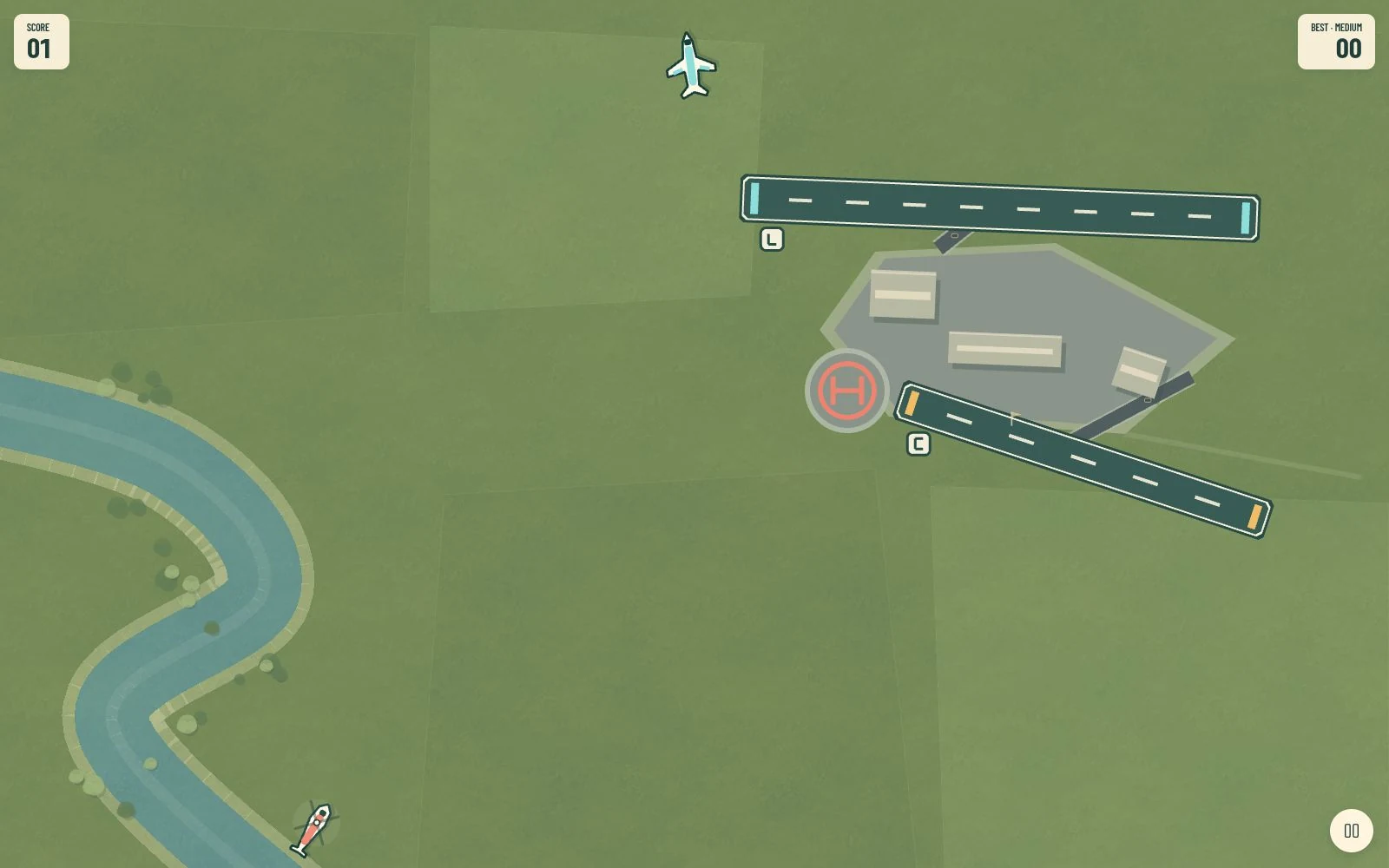 Air Traffic Control gameplay at River Bend with multiple aircraft in the sector