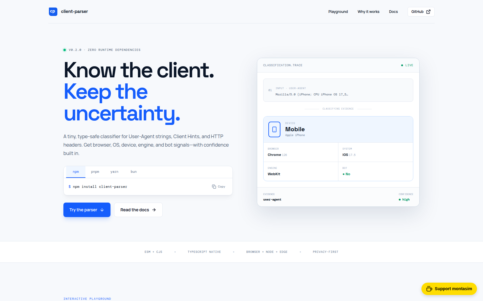 client-parser interface preview