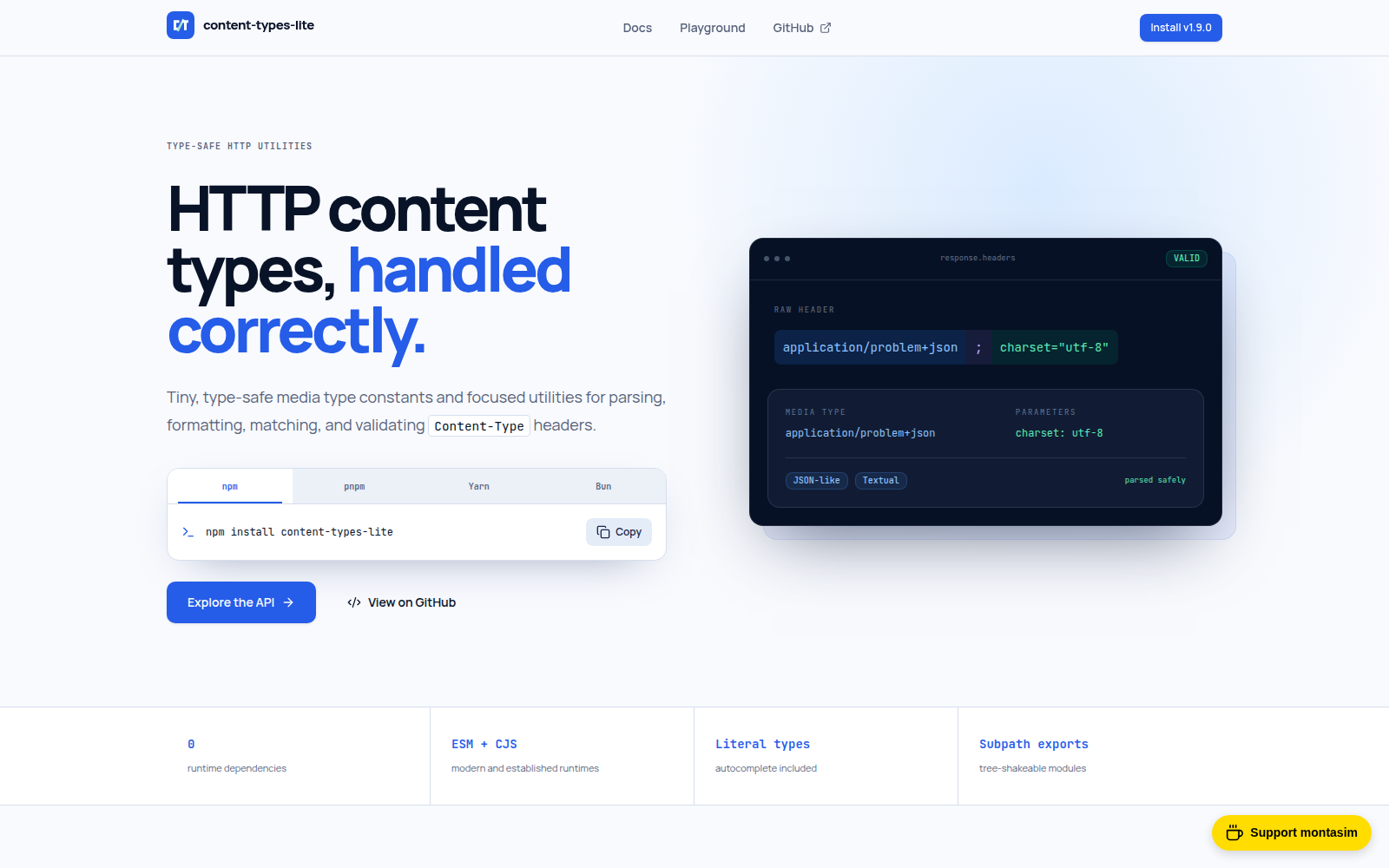 content-types-lite interface preview
