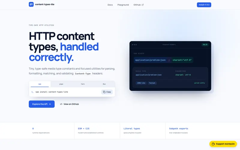 content-types-lite interface preview