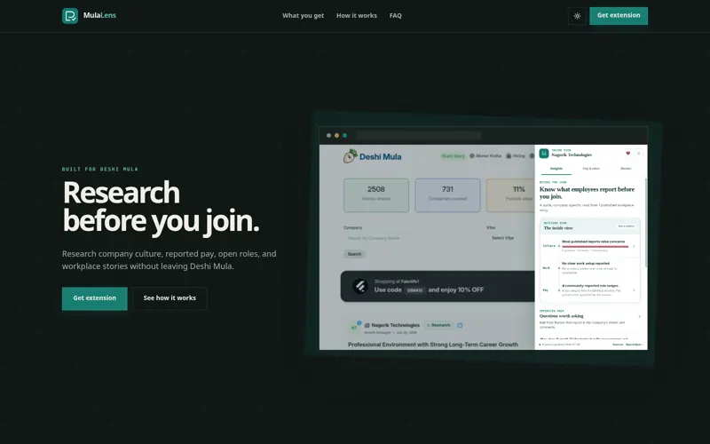 MulaLens - Workplace Context Extension interface preview