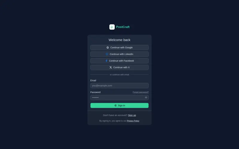 PostCraft interface preview
