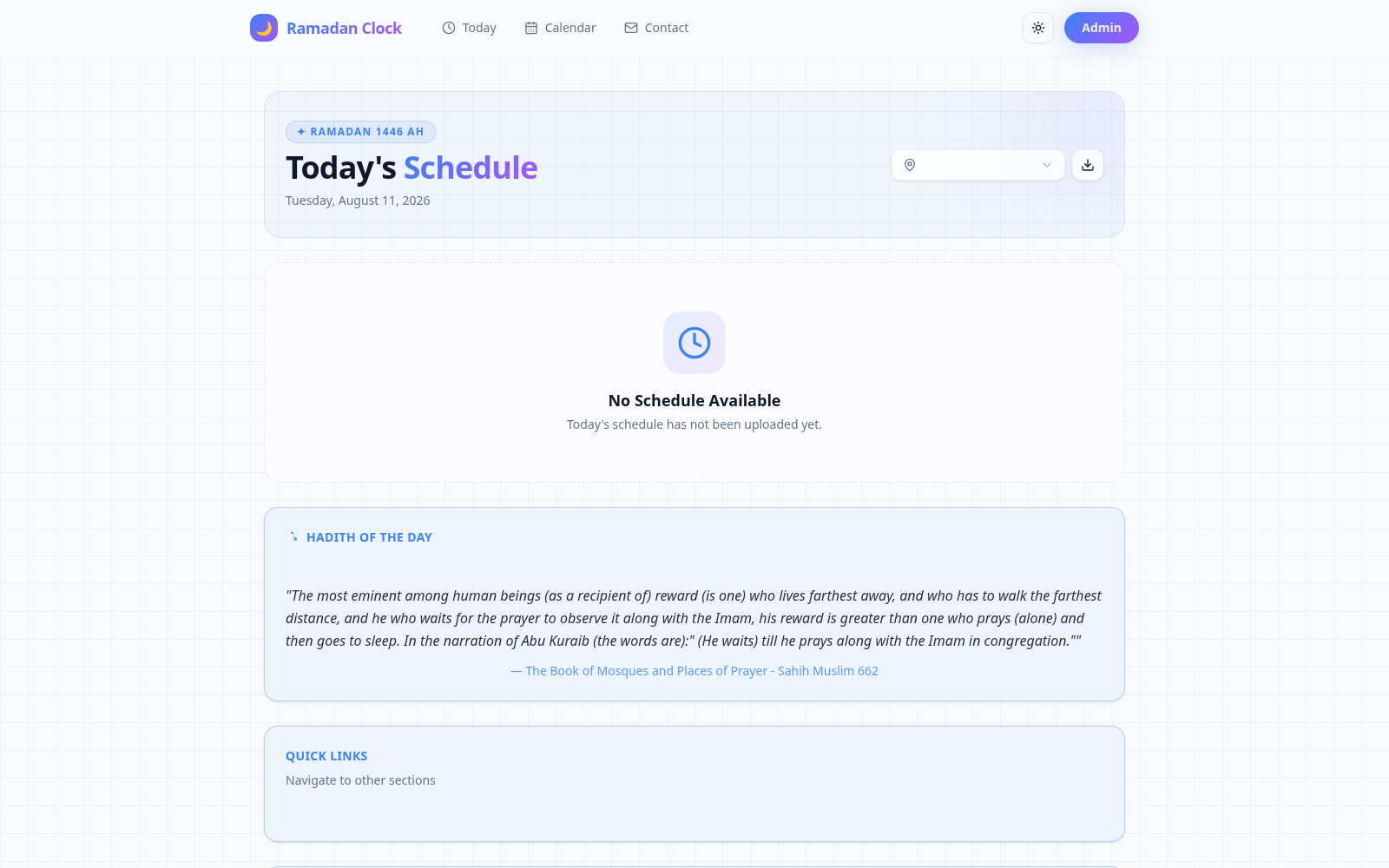 Ramadan Clock interface preview