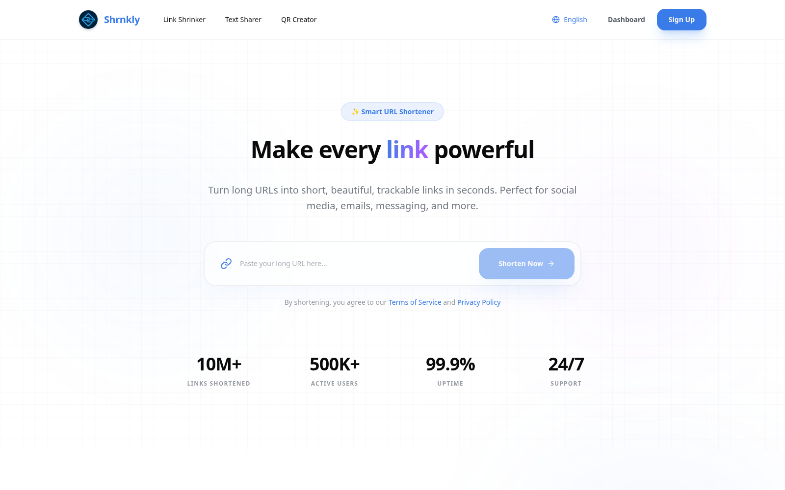 Shrnkly interface preview